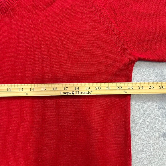 Pringle of Scotland Red‎ Sweater 100%  US Large 40 Super Fine Wool V-Neck Red - Picture 10 of 12